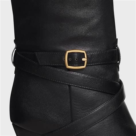 celine buckled high boot in calfskin|Celine.